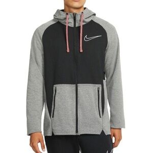 Nike Therma Fleece Hoodie Men's Sweatshirt Full Zip jacket Black DD2102-010 Med